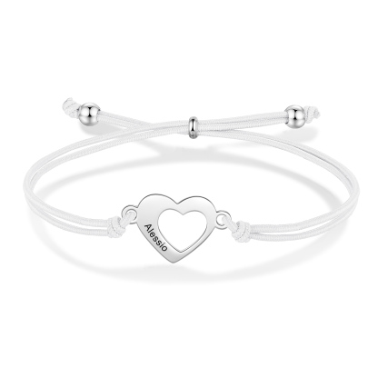 2 Pcs Heart Bracelet Set Custom 2 Names Adjustable Bracelets Back to School Gifts for Daughter Granddaughter-Jessemade AU