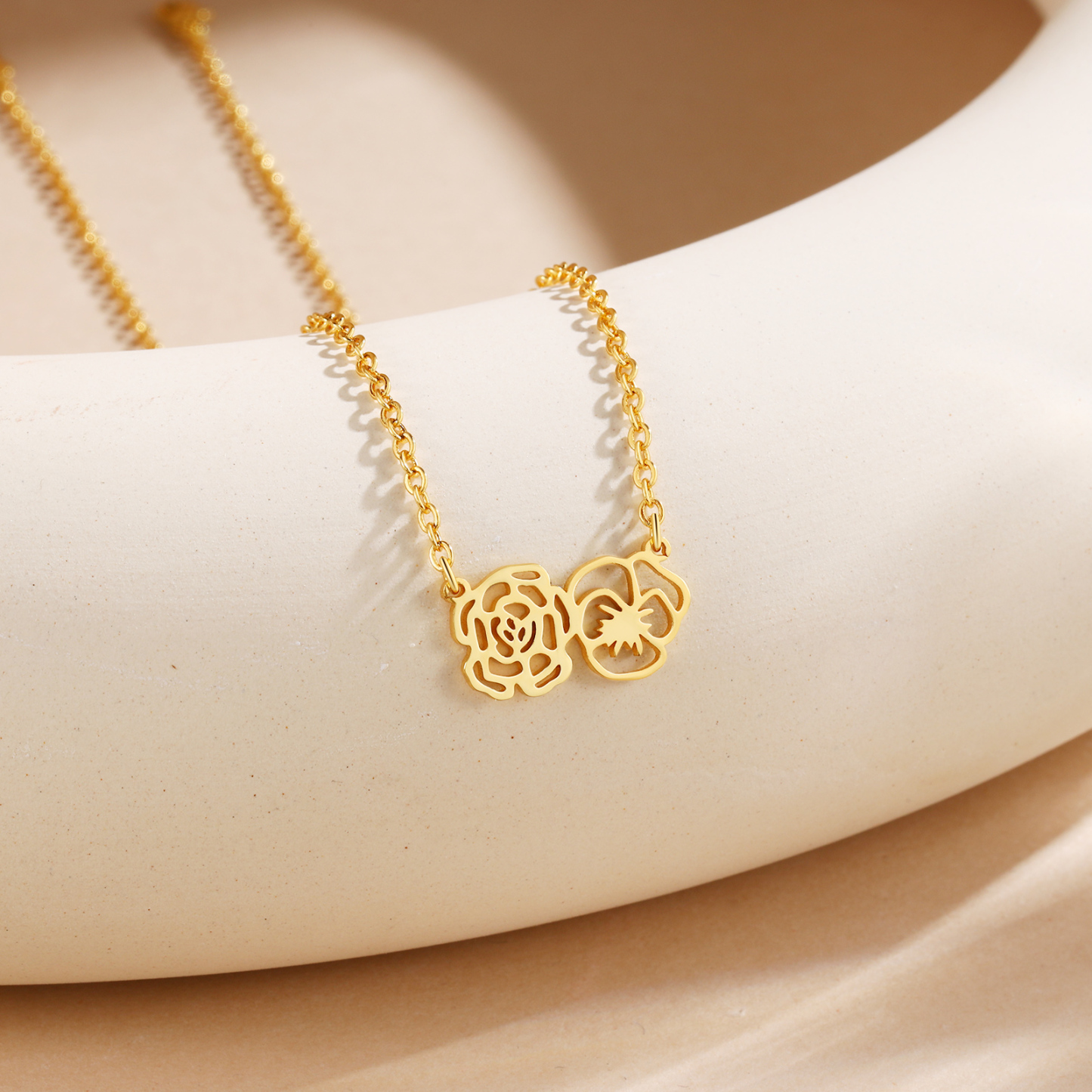 Personalised 2 Birthday Flowers Necklace Gold Custom Pendant Necklace Birthday Gift for Her-Jessemade AU