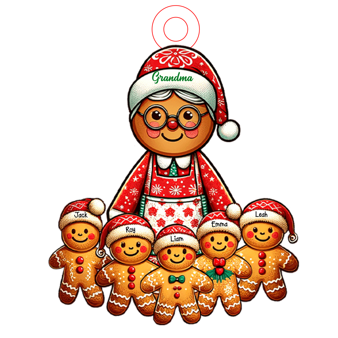 Personalised Gingerbread Ornaments Custom 1-10 Names Wooden Christmas Ornament for Grandma-Jessemade AU