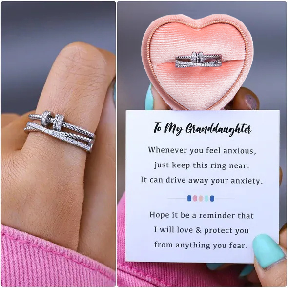 To My Granddaughter Spinning Bead Fidget Ring-Jessemade AU