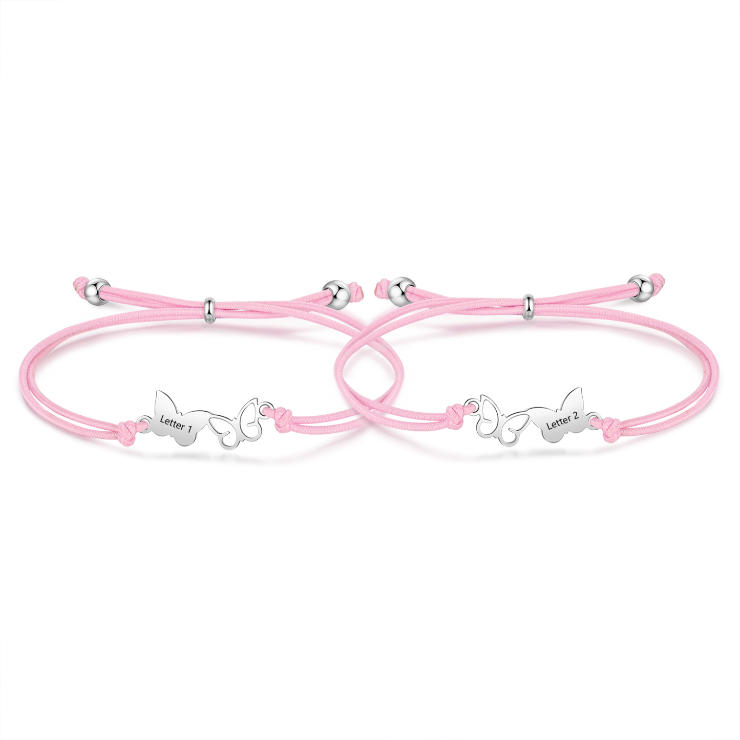2 Pcs Bracelet Set Custom Letters Butterfly Bracelets Back To School Gift for Girls Kids-Jessemade AU