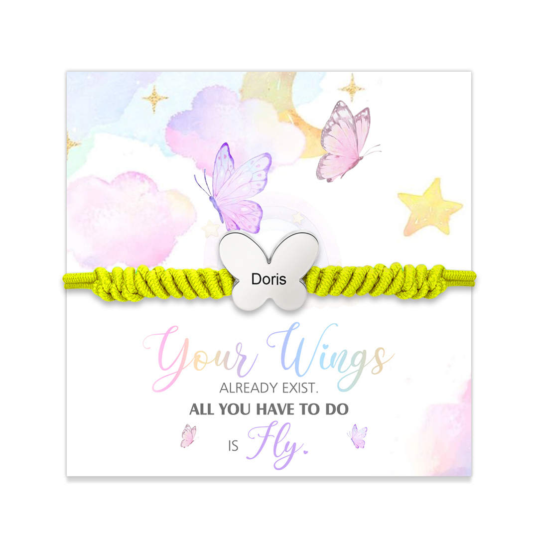 Butterfly Adjustable Bracelet Custom Name Bracelet Gift for Daughter Granddaughter - Your Wings Always Exist, All You Have To Do Is Fly-Jessemade AU