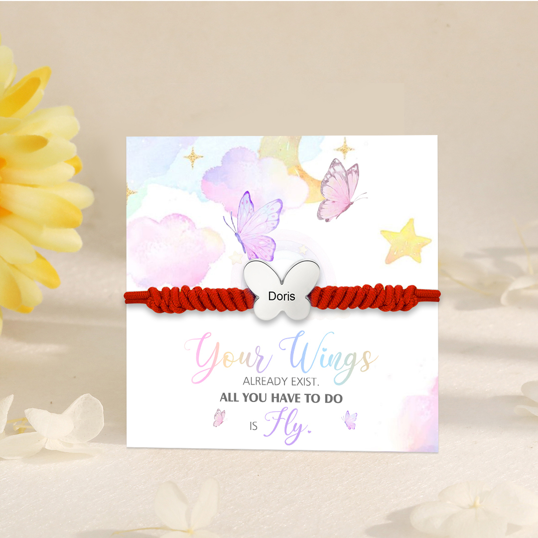Butterfly Adjustable Bracelet Custom Name Bracelet Gift for Daughter Granddaughter - Your Wings Always Exist, All You Have To Do Is Fly-Jessemade AU