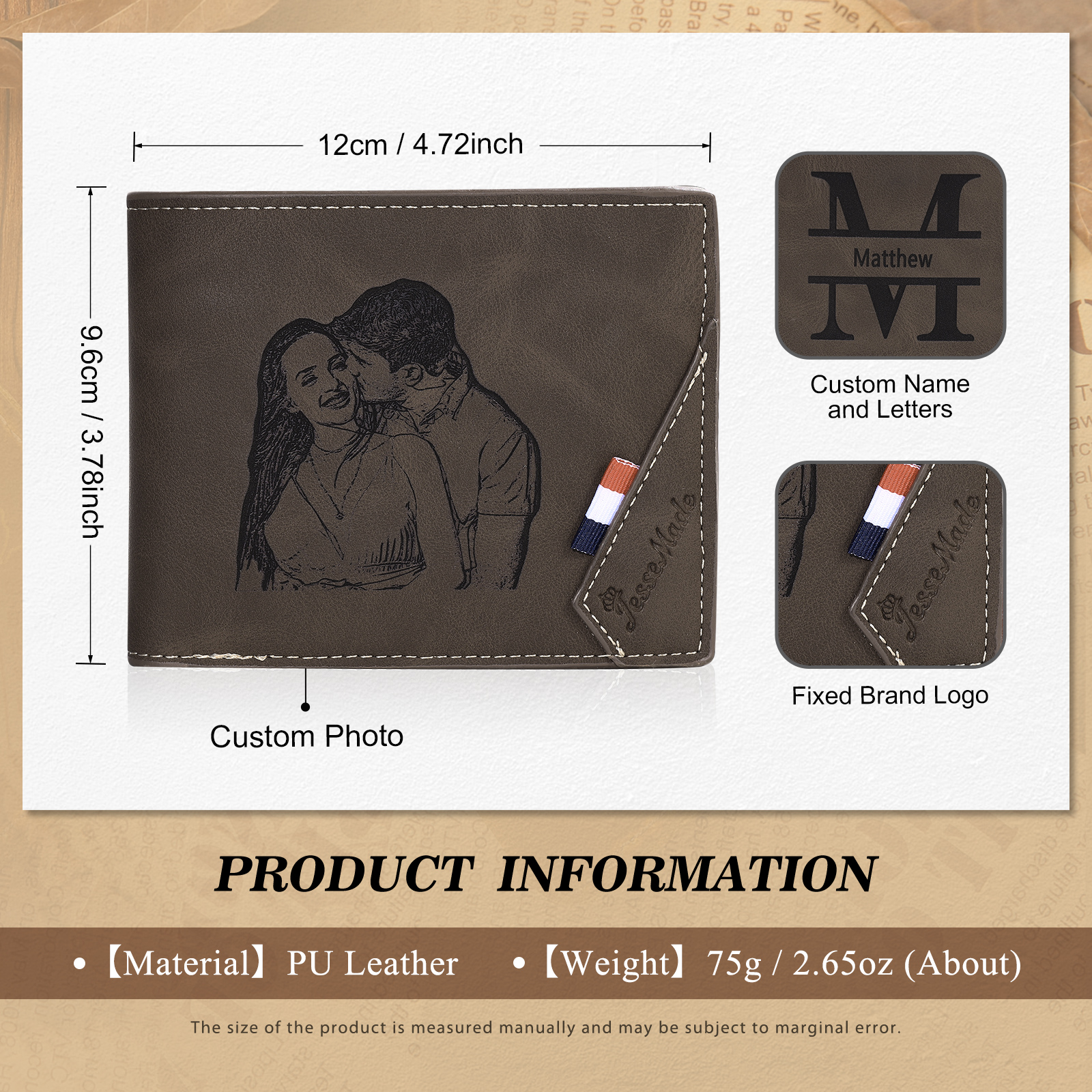Personalised Gift Set for Him Custom Photo Wallet & Wallet Card Perfect Christmas or Valentines Day Gift