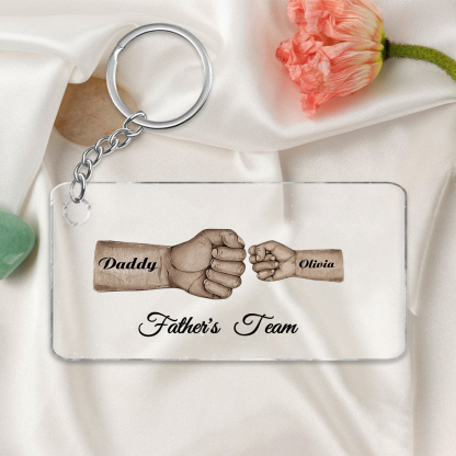 2 Names - Personalised Text & Name Acrylic Keychain Fist Bump Fathers Day Gifts for Dad/Grandpa-Jessemade AU