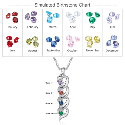 Personalised Birthstone Necklace Bracelet Set Cascading Pendant Heart Bangle Custom with 4 Birthstones 4 Names Christmas Gift-Jessemade AU