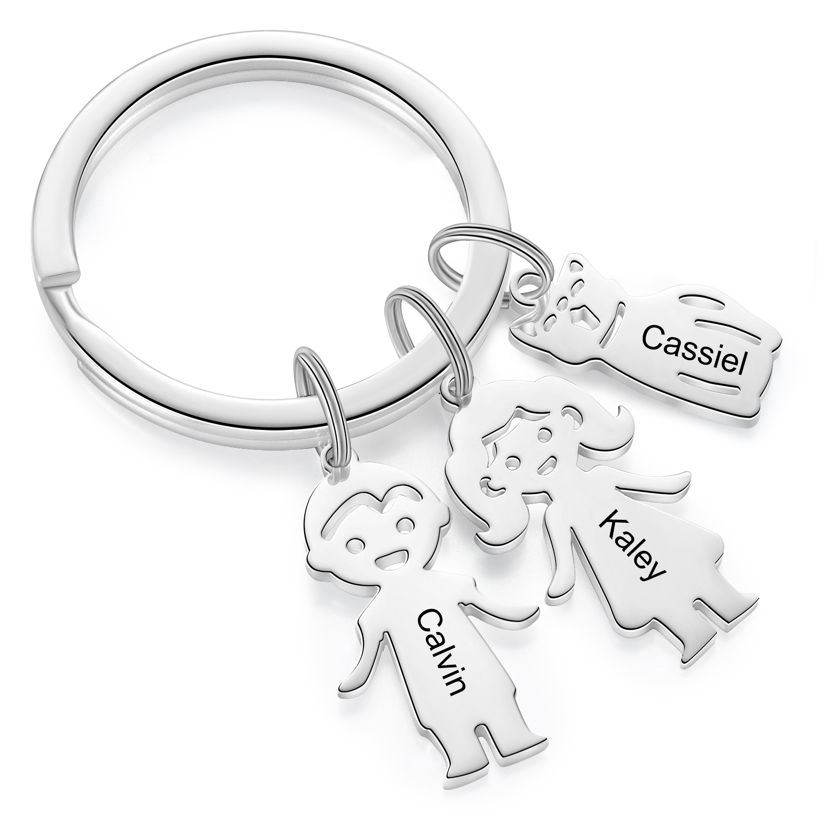 3 Names - Personalised Kid Charm Keychain Pet Charm Keyring Father's Day Gift for Family Friends-Jessemade AU