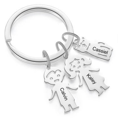 3 Names - Personalised Kid Charm Keychain Pet Charm Keyring Father's Day Gift for Family Friends-Jessemade AU