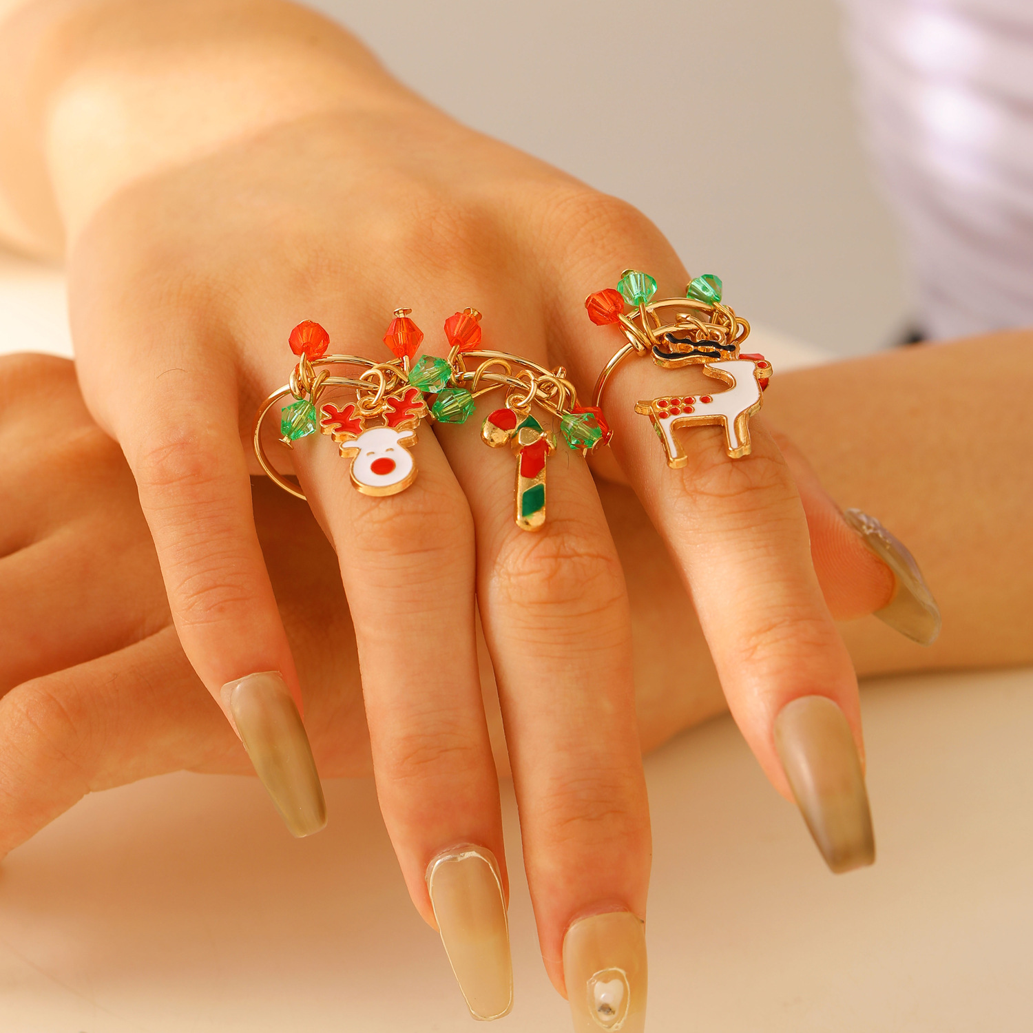 Christmas Charm Rings Festive Gift for Family Members