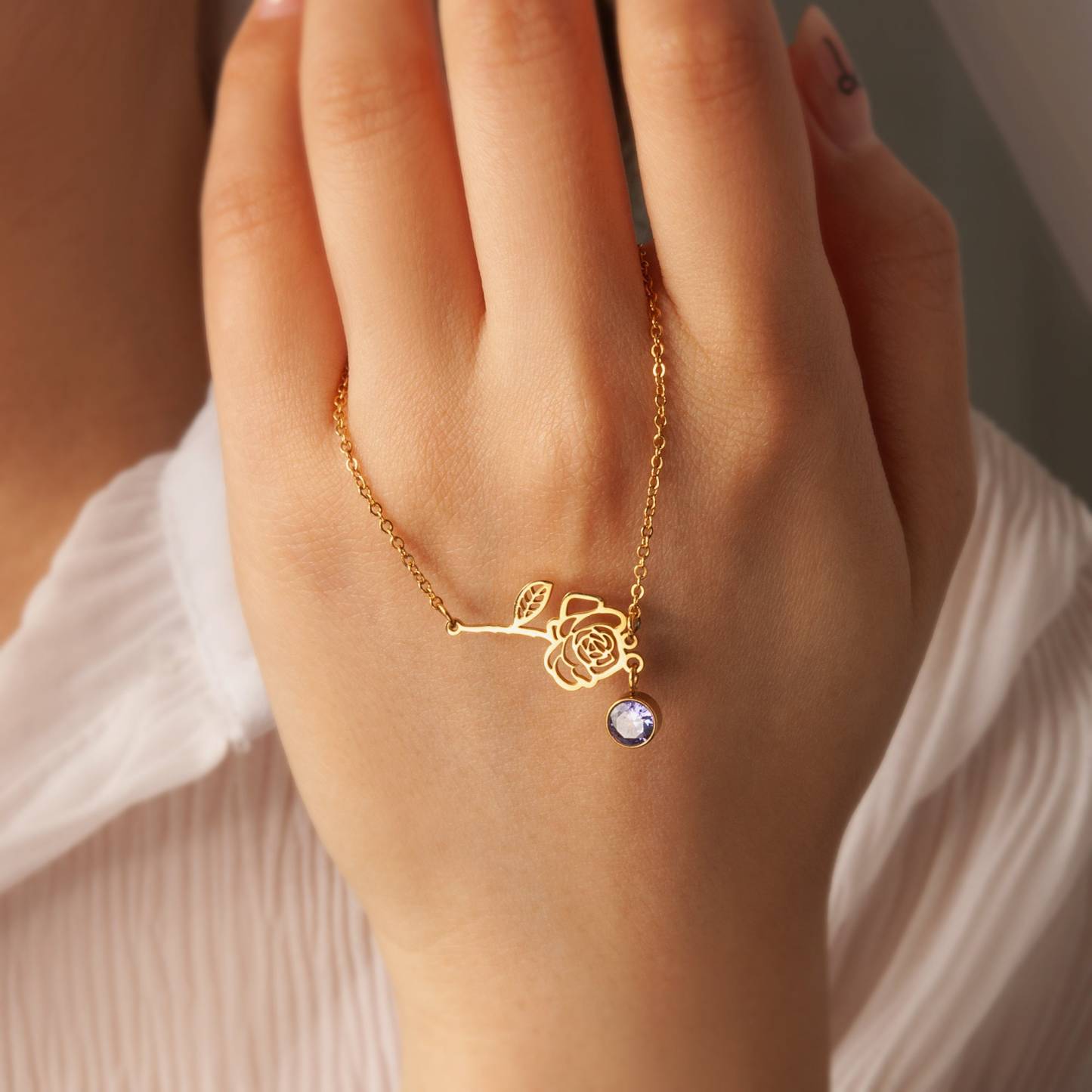 Personalised Birthflower Bracelet With 1 Birthstone Gift For Women-Jessemade AU