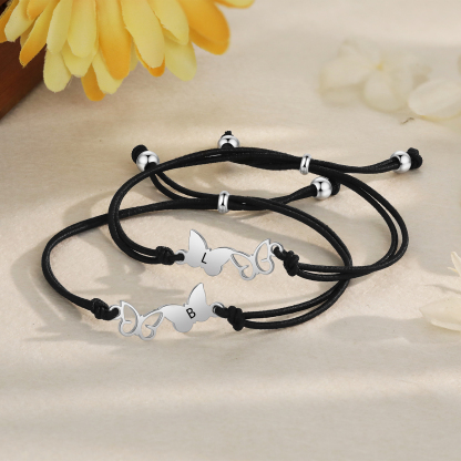 2 Pcs Bracelet Set Custom Letters Butterfly Bracelets Back To School Gift for Girls Kids-Jessemade AU