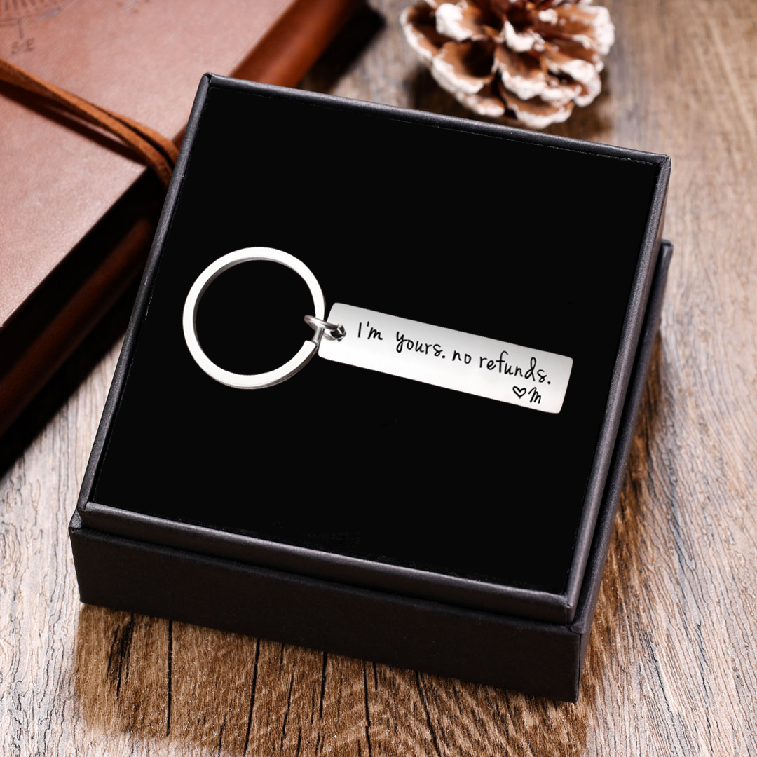 Funny Couple Keychain Personalized Initial Key Ring I'm yours. no refunds Funny Gift for Couple