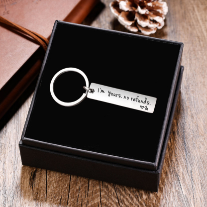 Funny Couple Keychain Personalized Initial Key Ring I'm yours. no refunds Funny Gift for Couple