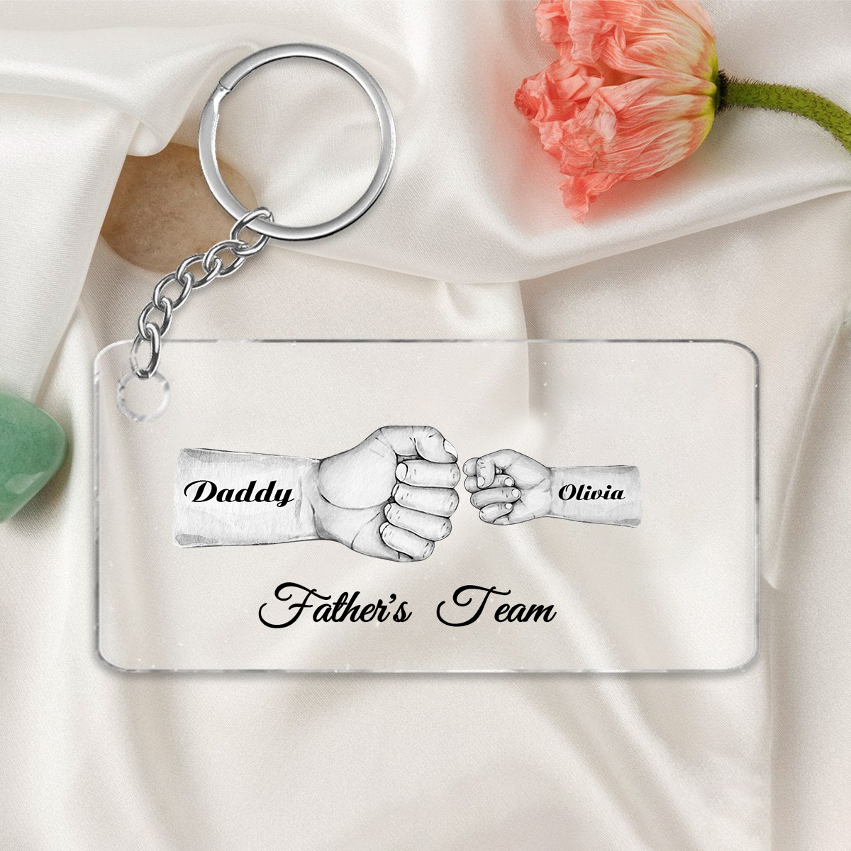 2 Names - Personalised Text & Name Acrylic Keychain Fist Bump Fathers Day Gifts for Dad/Grandpa-Jessemade AU