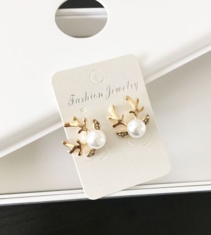 Reindeer Pearl Necklace and Earrings Set Perfect Christmas Gift-Jessemade AU