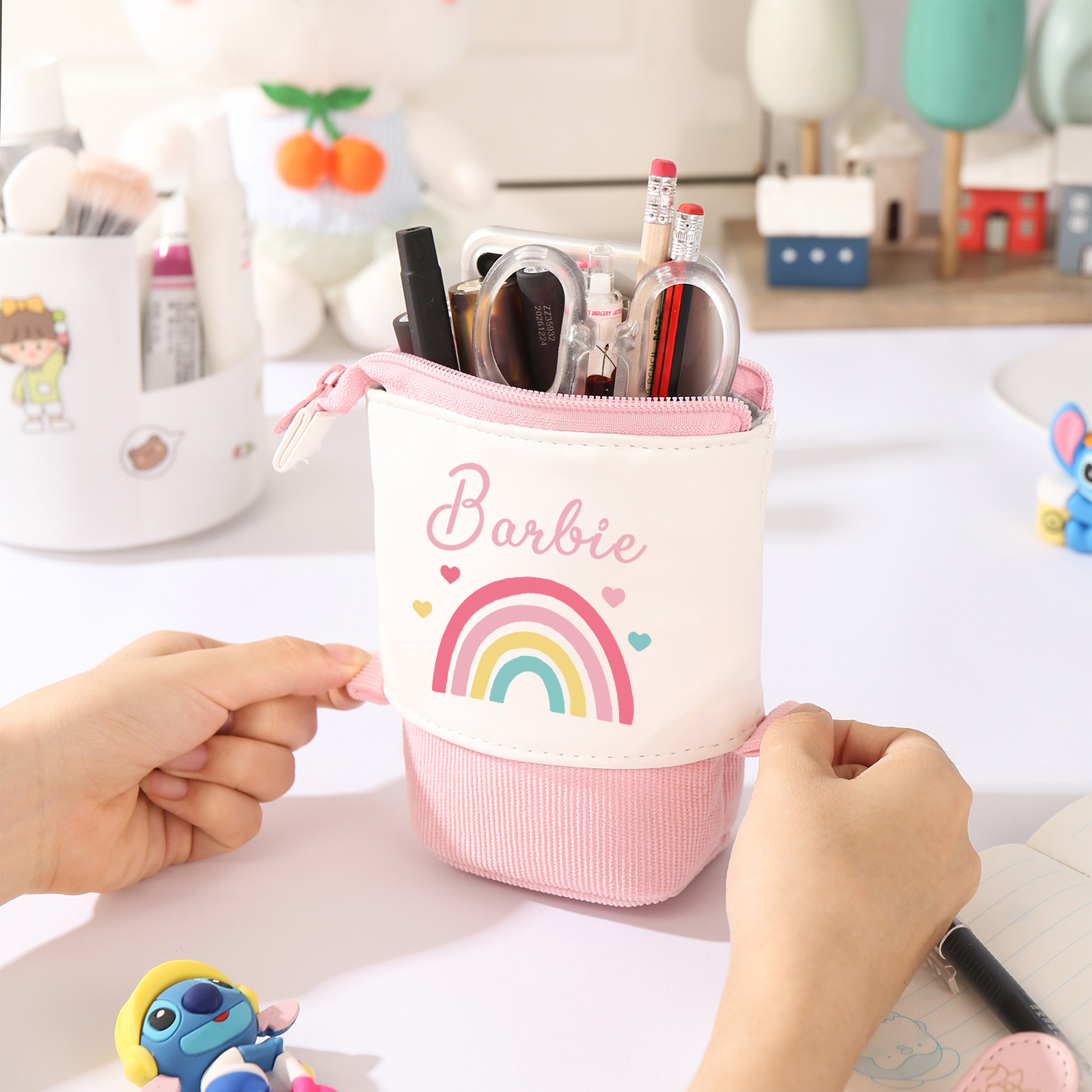 Personalised 2 Names Gift Set Custom Enamel Mug & Pencil Case & Bracelets Gift Set Back-to-School Gifts for Kids