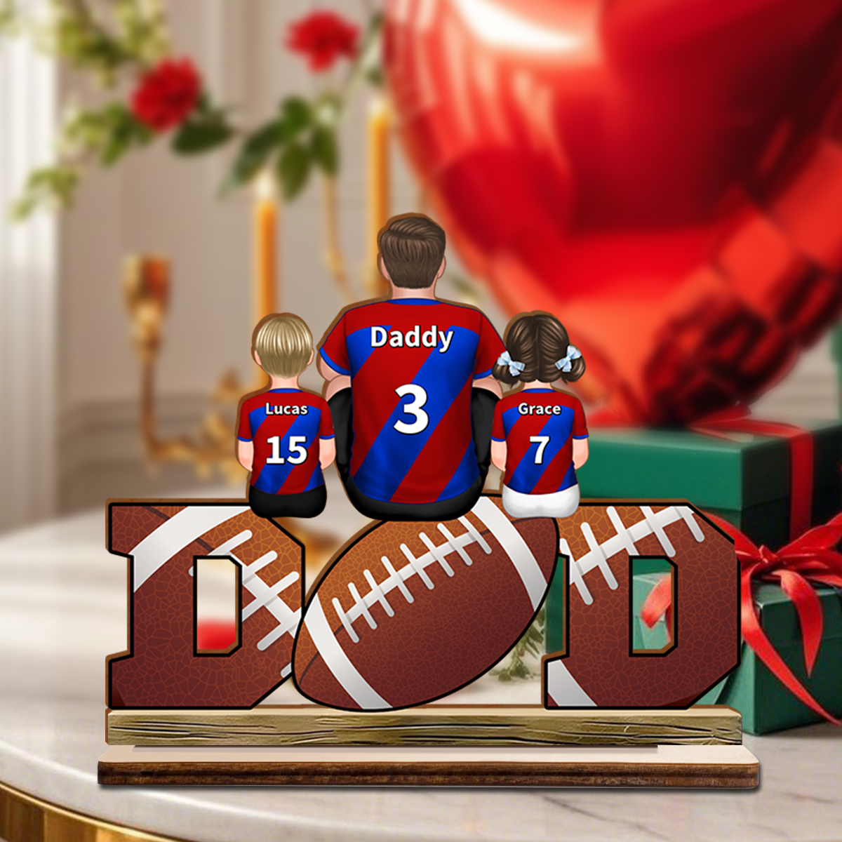 Personalised DAD Footy Wooden Plaque, Family Jerseys
