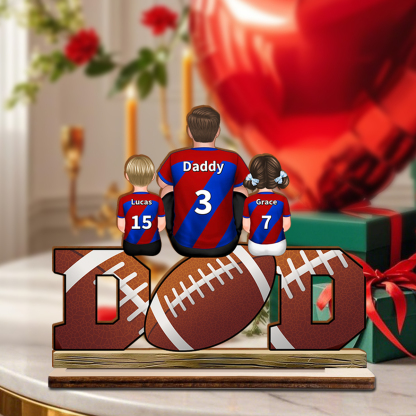 Personalised DAD Footy Wooden Plaque, Family Jerseys
