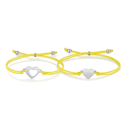 2 Pcs Heart Bracelet Set Custom 2 Names Adjustable Bracelets Back to School Gifts for Daughter Granddaughter-Jessemade AU