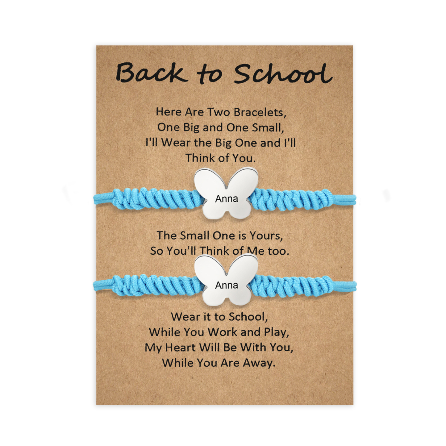 2 Pcs Butterfly Bracelet Set Custom 2 Names Adjustable Bracelets Back to School Gift for Daughter Granddaughter-Jessemade AU