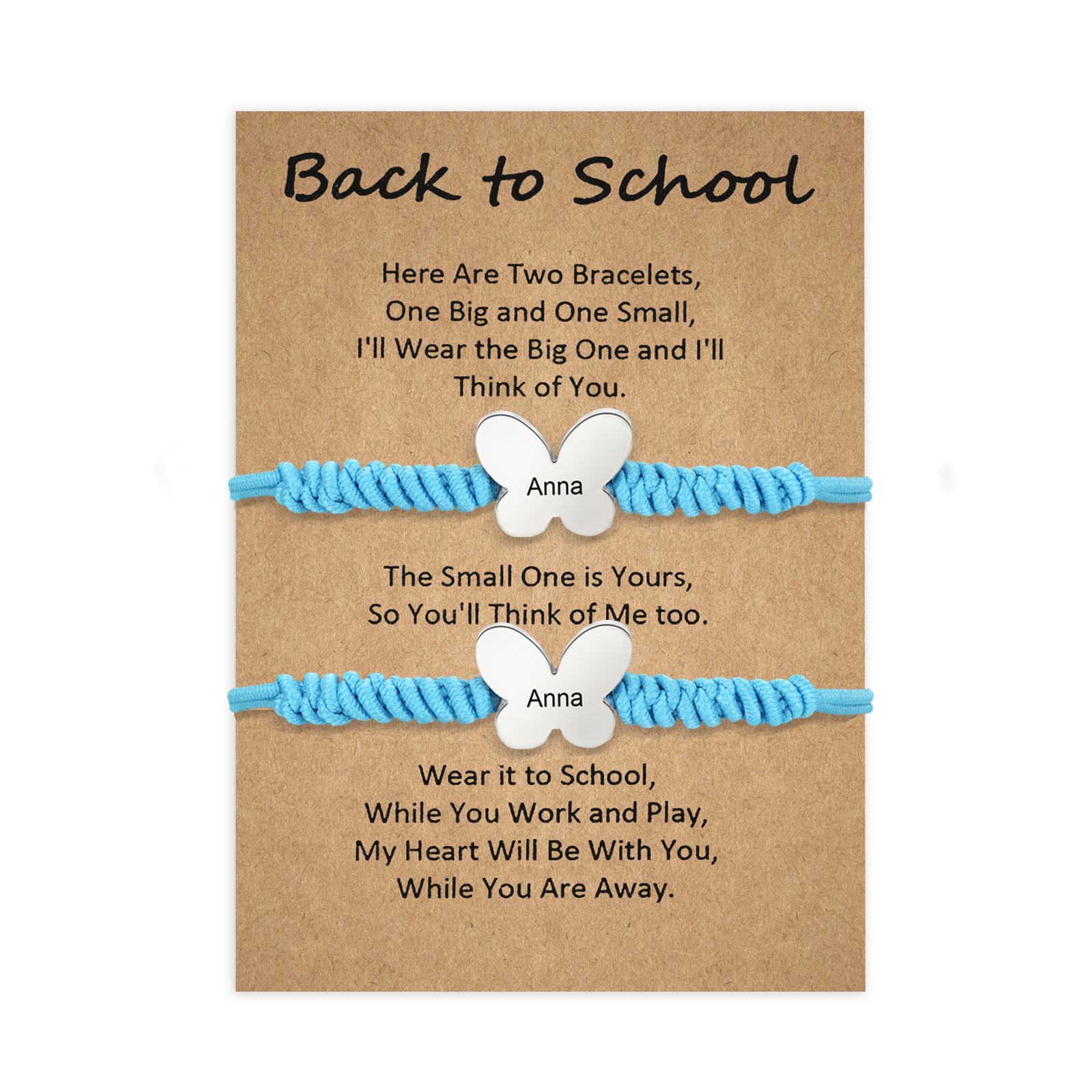 2 Pcs Butterfly Bracelet Set Custom 2 Names Adjustable Bracelets Back to School Gift for Daughter Granddaughter-Jessemade AU