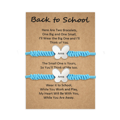 2 Pcs Butterfly Bracelet Set Custom 2 Names Adjustable Bracelets Back to School Gift for Daughter Granddaughter-Jessemade AU