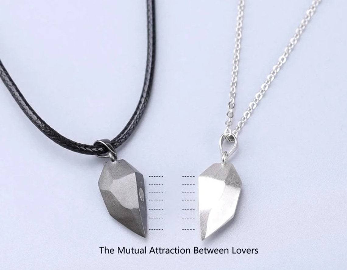 Two Souls One Heart Necklace Magnetic Heart Matching Necklace Couple Gift