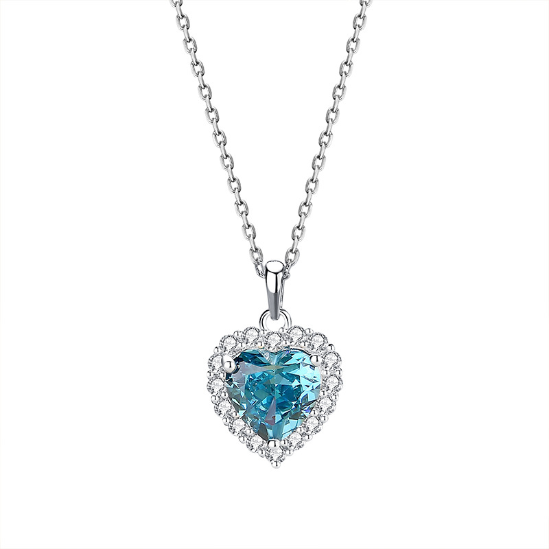 Personalized 925 Silver Heart Charm Necklace Custom Birthstone Necklace Birthday Gifts For Her