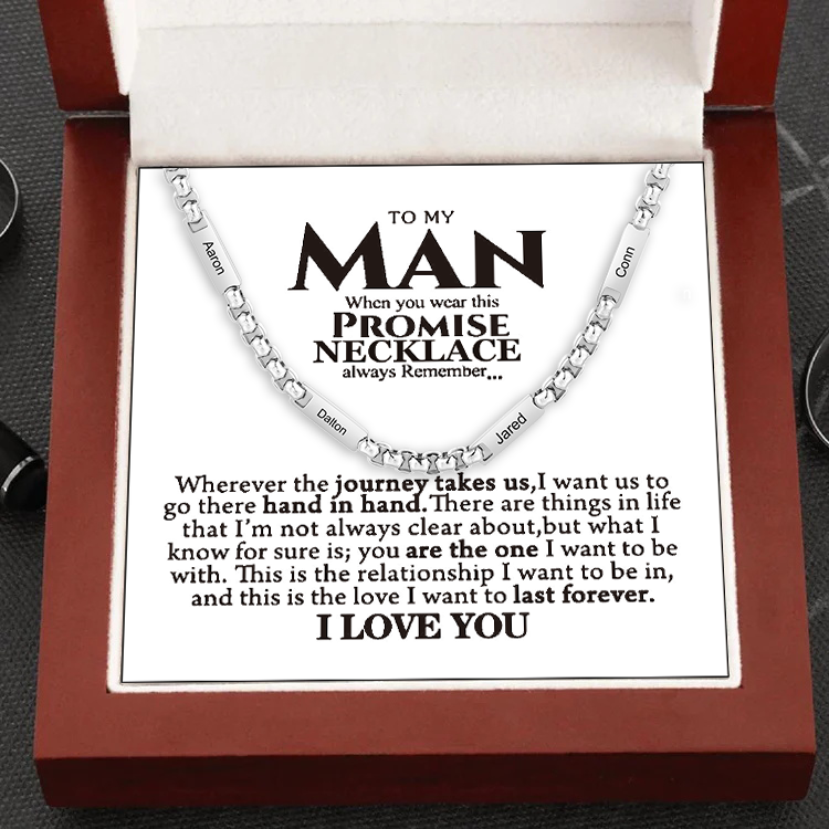 Personalized 4 Names Cuban Link Chain Necklace Stainless Steel Men Necklace