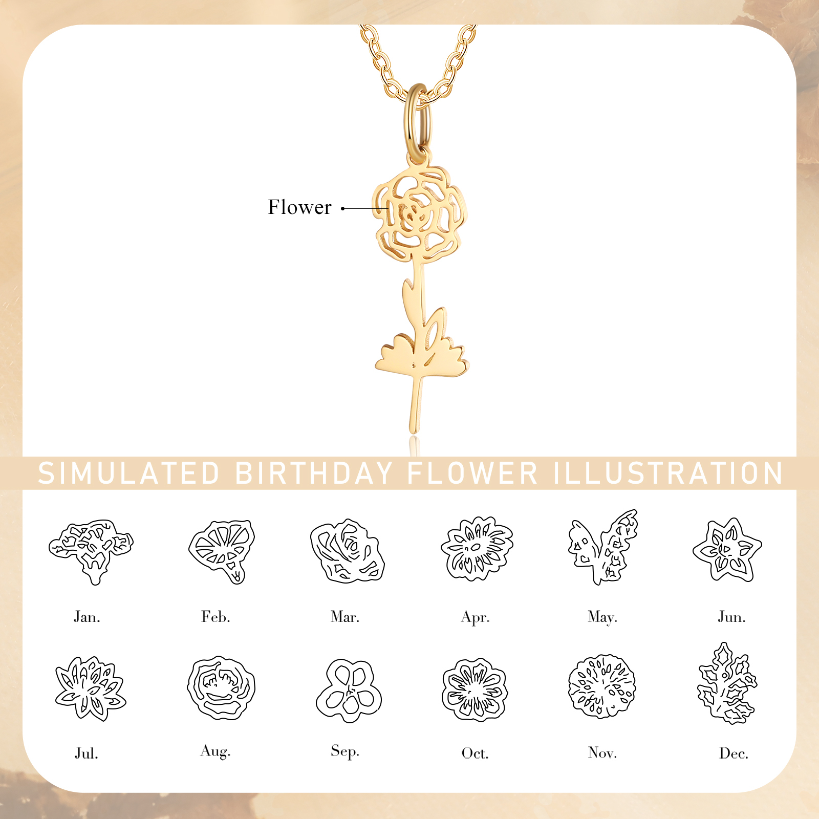 Personalised 1 Birthday Flower Necklace Custom Pendant Necklace Gold Birthday Gift for Her-Jessemade AU