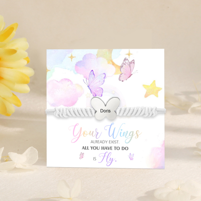 Butterfly Adjustable Bracelet Custom Name Bracelet Gift for Daughter Granddaughter - Your Wings Always Exist, All You Have To Do Is Fly-Jessemade AU