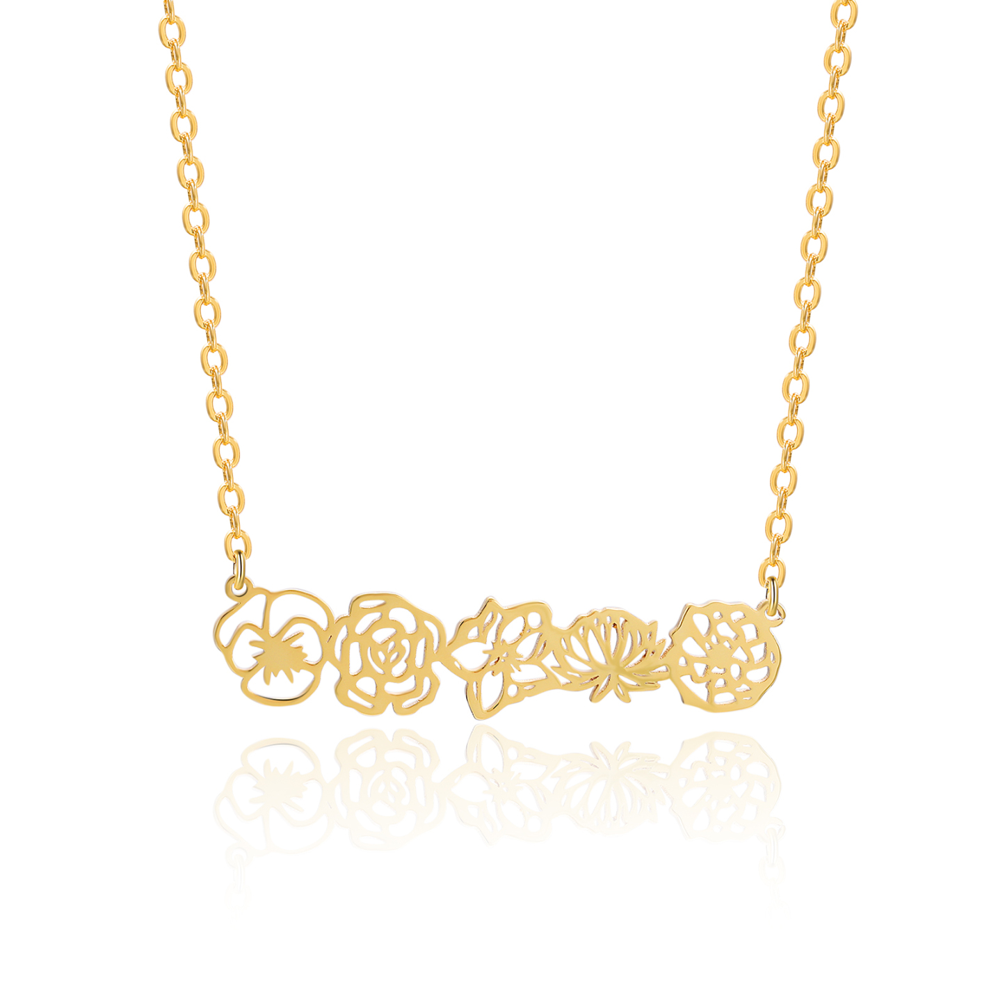 Personalised 5 Birthday Flowers Necklace Gold Custom Pendant Necklace Birthday Gift for Her-Jessemade AU