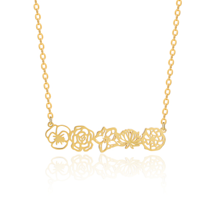 Personalised 5 Birthday Flowers Necklace Gold Custom Pendant Necklace Birthday Gift for Her-Jessemade AU