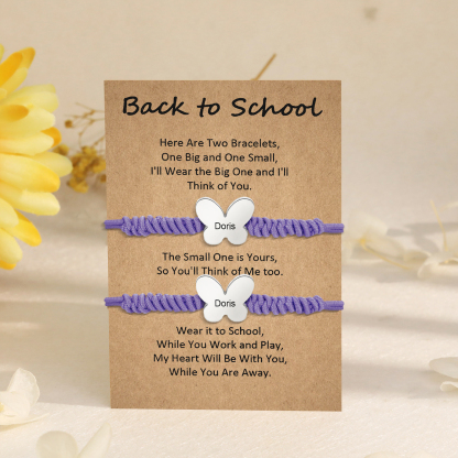2 Pcs Butterfly Bracelet Set Custom 2 Names Adjustable Bracelets Back to School Gift for Daughter Granddaughter-Jessemade AU