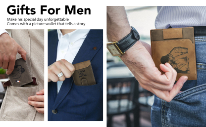 Personalised Photo & Name & Letter Billfold Wallet Monogram Leather Wallet Black Gift for Men-Jessemade AU