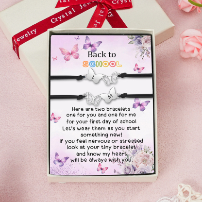 2 Pcs Bracelet Set Custom Letters Butterfly Bracelets Back To School Gift for Girls Kids-Jessemade AU