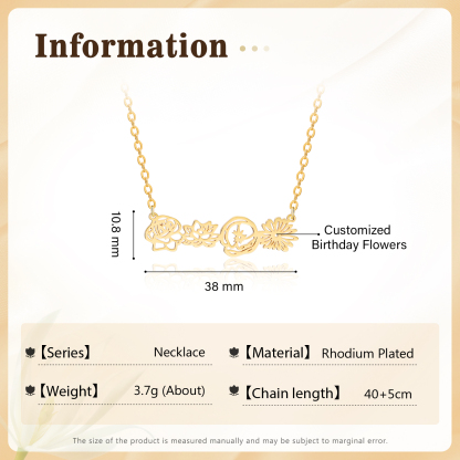 Personalised 4 Birthday Flowers Necklace Gold Custom Pendant Necklace Birthday Gift for Her-Jessemade AU