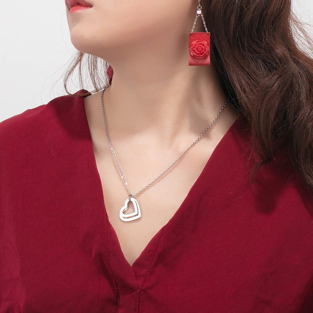 Personalised Mother Necklace Engraved 4 Names Heart Pendant Necklace-Jessemade AU