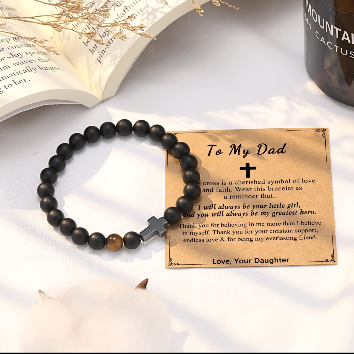 Black Gallstone Cross Bracelet Beads Bracelet-Jessemade AU