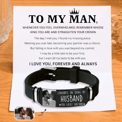Personalised Men Bracelet Congrats on Being My Husband Gift Set for Him