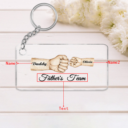 2 Names - Personalised Text & Name Acrylic Keychain Fist Bump Fathers Day Gifts for Dad/Grandpa-Jessemade AU