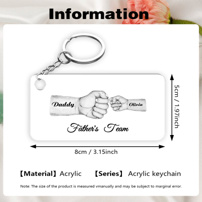 2 Names - Personalised Text & Name Acrylic Keychain Fist Bump Fathers Day Gifts for Dad/Grandpa-Jessemade AU