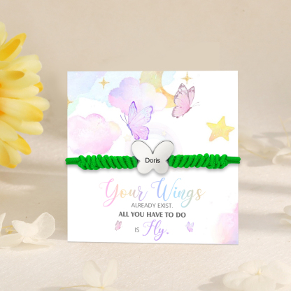 Butterfly Adjustable Bracelet Custom Name Bracelet Gift for Daughter Granddaughter - Your Wings Always Exist, All You Have To Do Is Fly-Jessemade AU