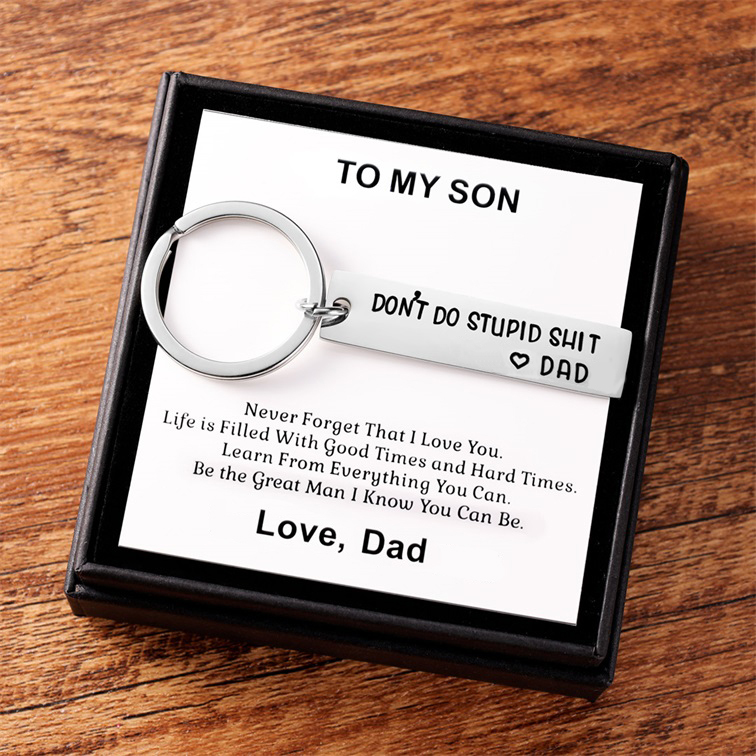 Don't Do Stupid Funny Keychain Surprise Gift Box Set for Son and Daughter-Jessemade AU