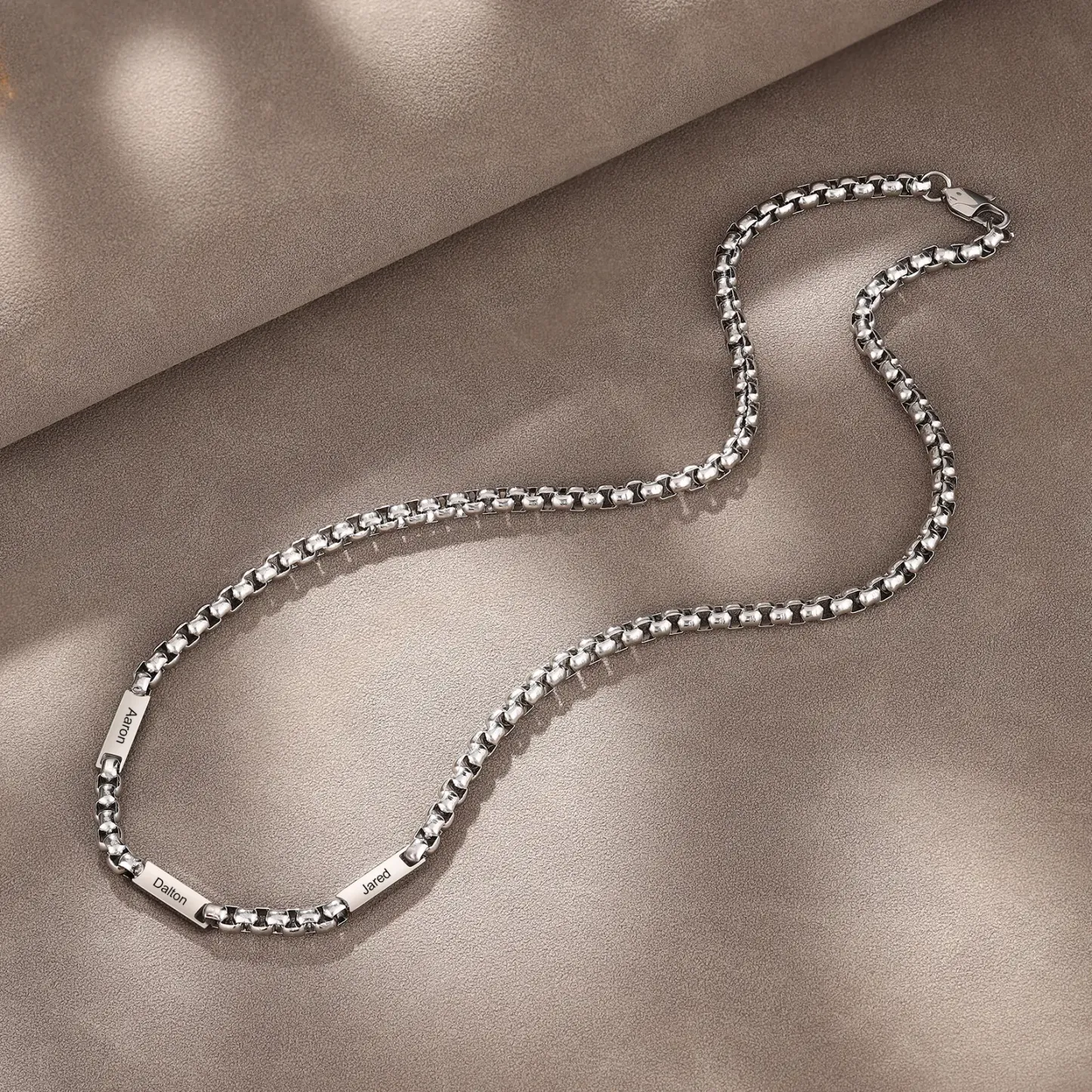 Personalized 3 Names Cuban Link Chain Necklace Stainless Steel Men Necklace