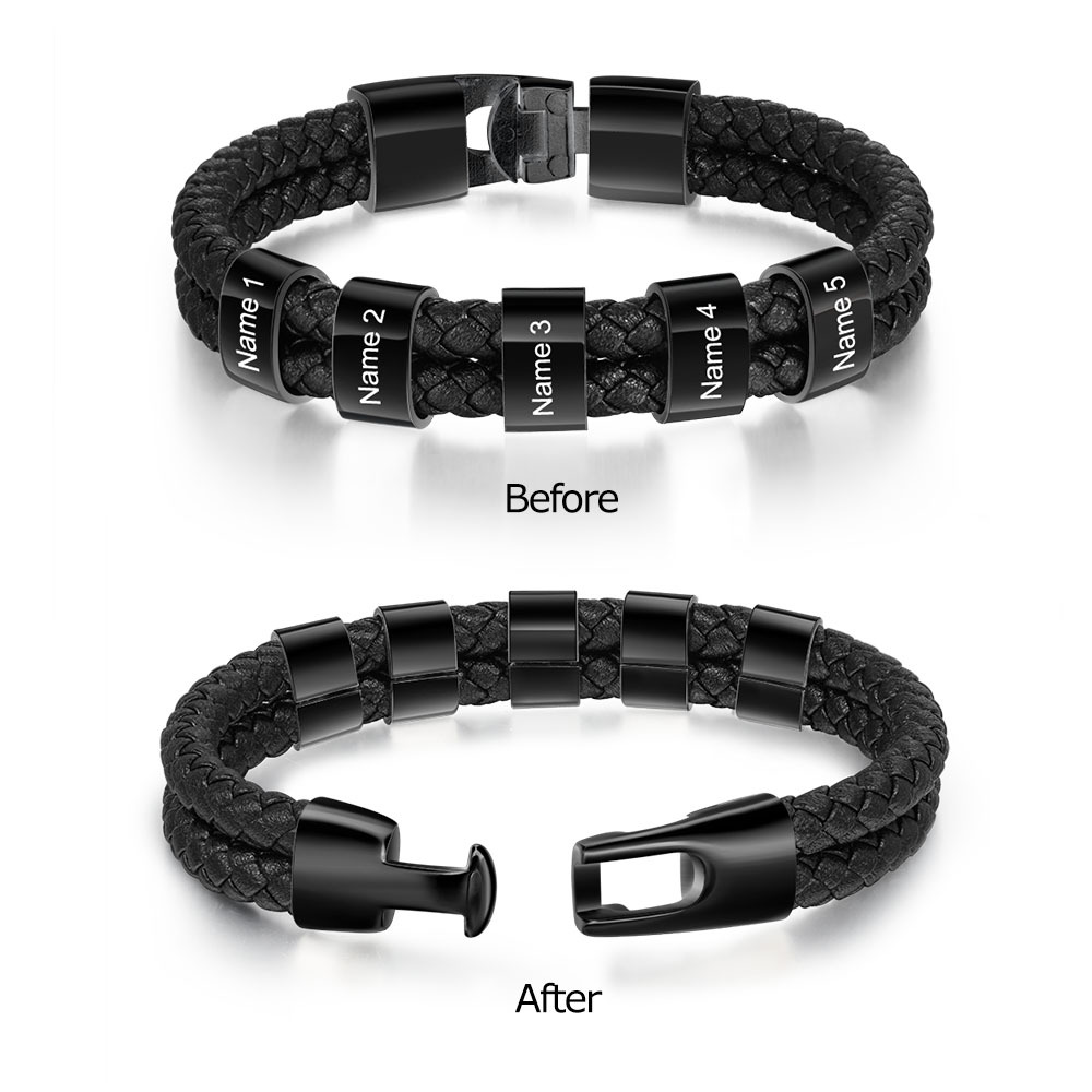 Personalised 1 Photo & 1 Letter & 6 Names Gift Set Custom Wallet & Bracelet Gift Box Set Christmas Gifts