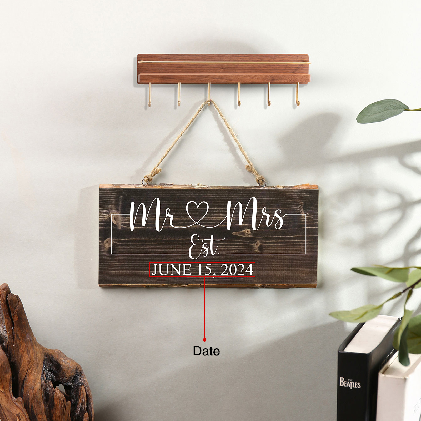 Personalised Date Rectangle Hanging Ornament Custom Wooden Sign Home Decor Gifts for Husband/Wife-Jessemade AU