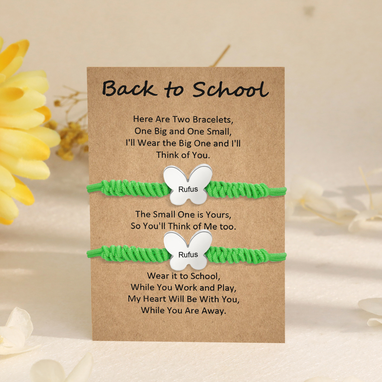 2 Pcs Butterfly Bracelet Set Custom 2 Names Adjustable Bracelets Back to School Gift for Daughter Granddaughter-Jessemade AU