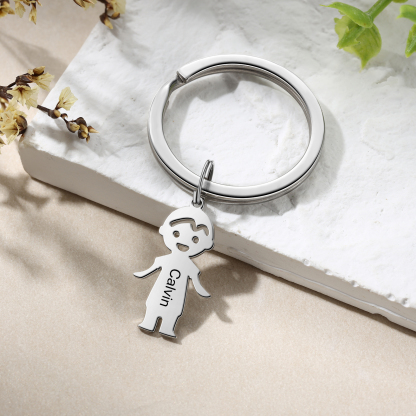 1 Name - Personalised Kid Charm Keychain Pet Charm Keyring Father's Day Gift for Family Friends-Jessemade AU