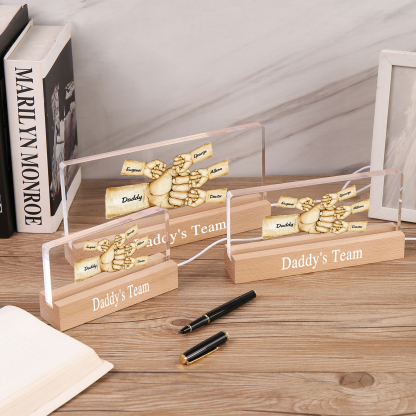 5 Names -  Personalised Name & Text Acrylic Night Light Custom Fist Bump LED Lamp Fathers Day Gifts-Jessemade AU